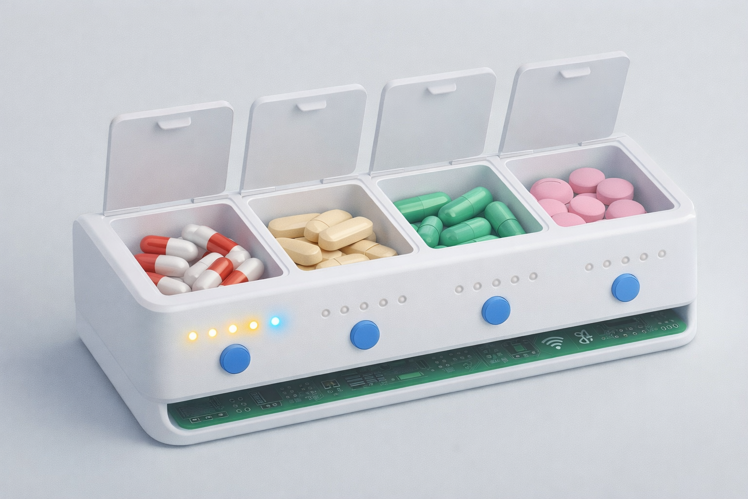 Generated concept sketch of the smart pillbox